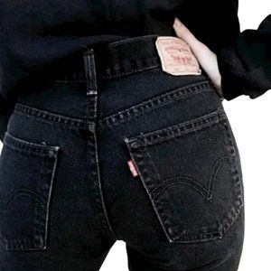 Levi's 501 Red Tag Black Button Fly Straight Leg Jeans